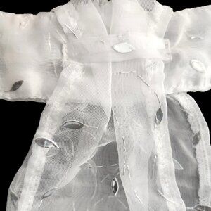 STOCK TIE for Equestrians Pre-Tied SILVER LEAF Organza OSFA New by ORNAMENTS